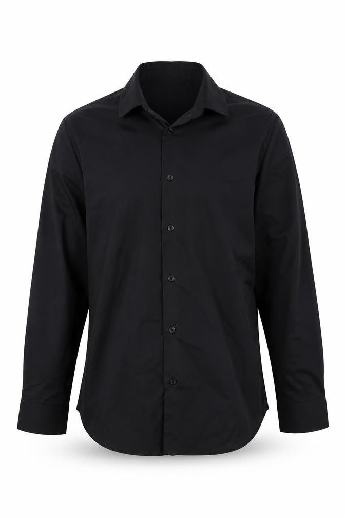 Mens UK Size 17 Primark Black  Button-Up Long Sleeve Casual Shirt
