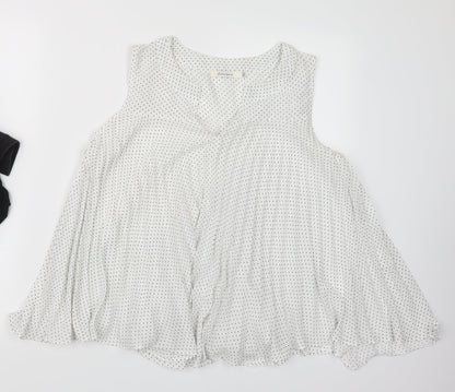 Lamorena Womens White Polka Dot  Basic Blouse Size M