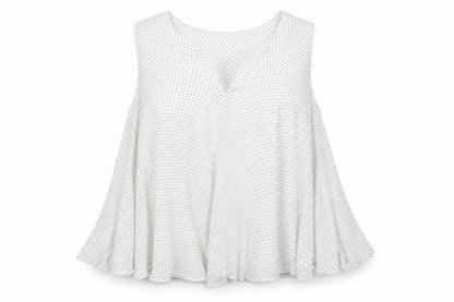 Lamorena Womens White Polka Dot  Basic Blouse Size M