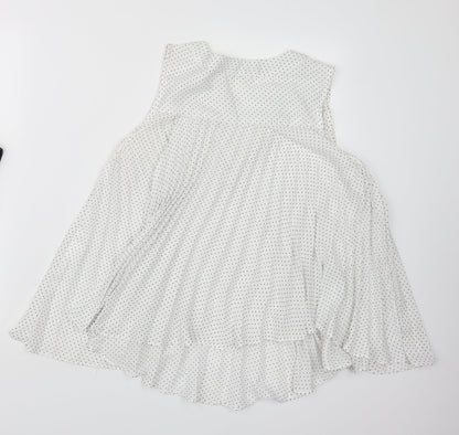Lamorena Womens White Polka Dot  Basic Blouse Size M
