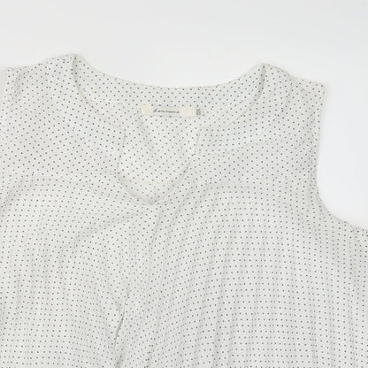 Lamorena Womens White Polka Dot  Basic Blouse Size M