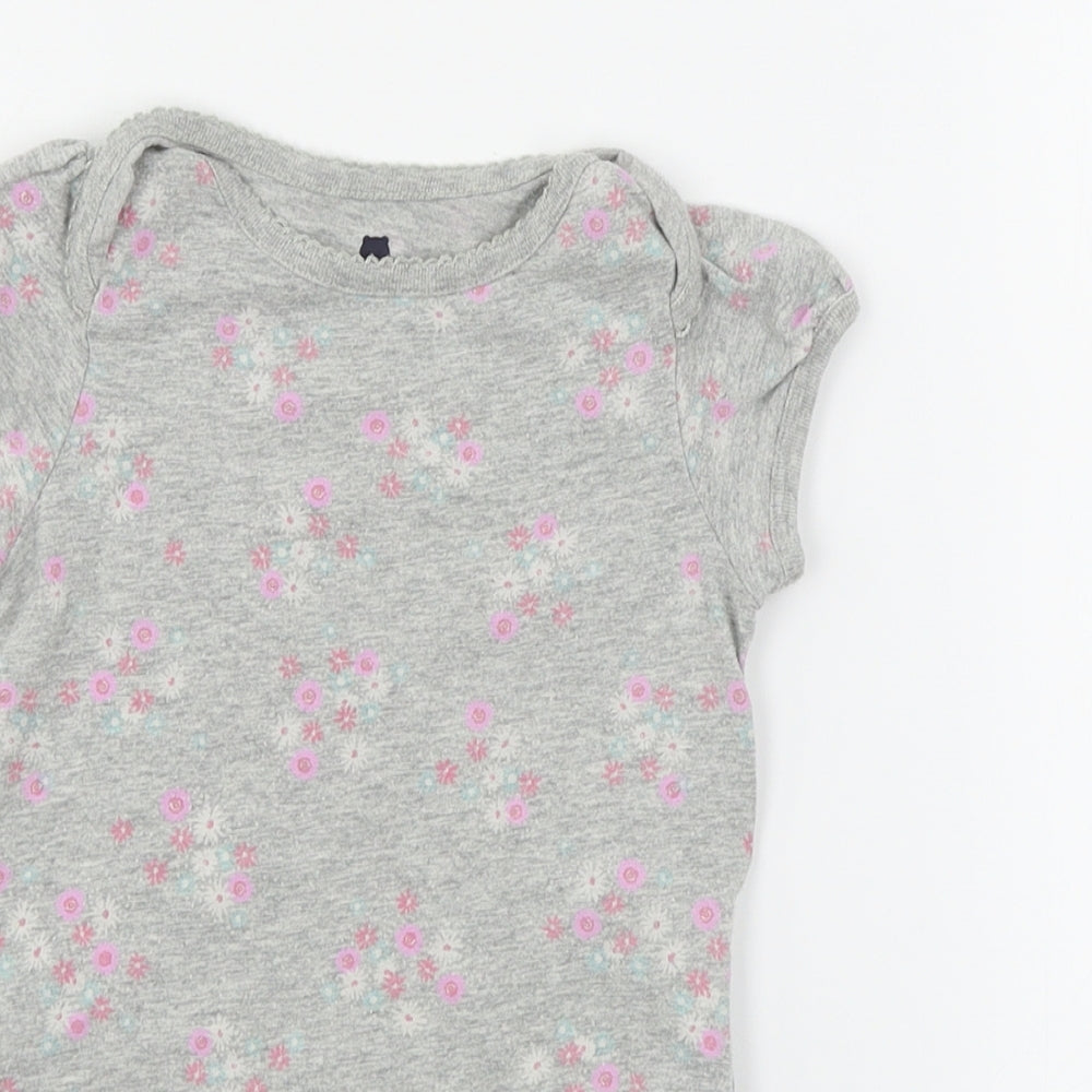 Gap Girls Grey Floral Jersey Babygrow One-Piece Size 18-24 Months