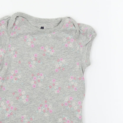 Gap Girls Grey Floral Jersey Babygrow One-Piece Size 18-24 Months