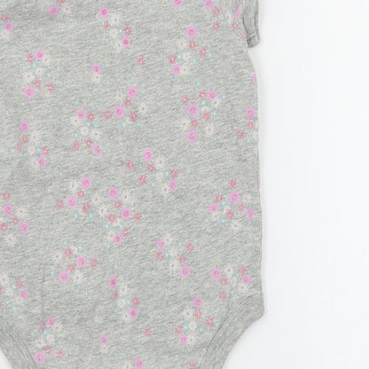 Gap Girls Grey Floral Jersey Babygrow One-Piece Size 18-24 Months