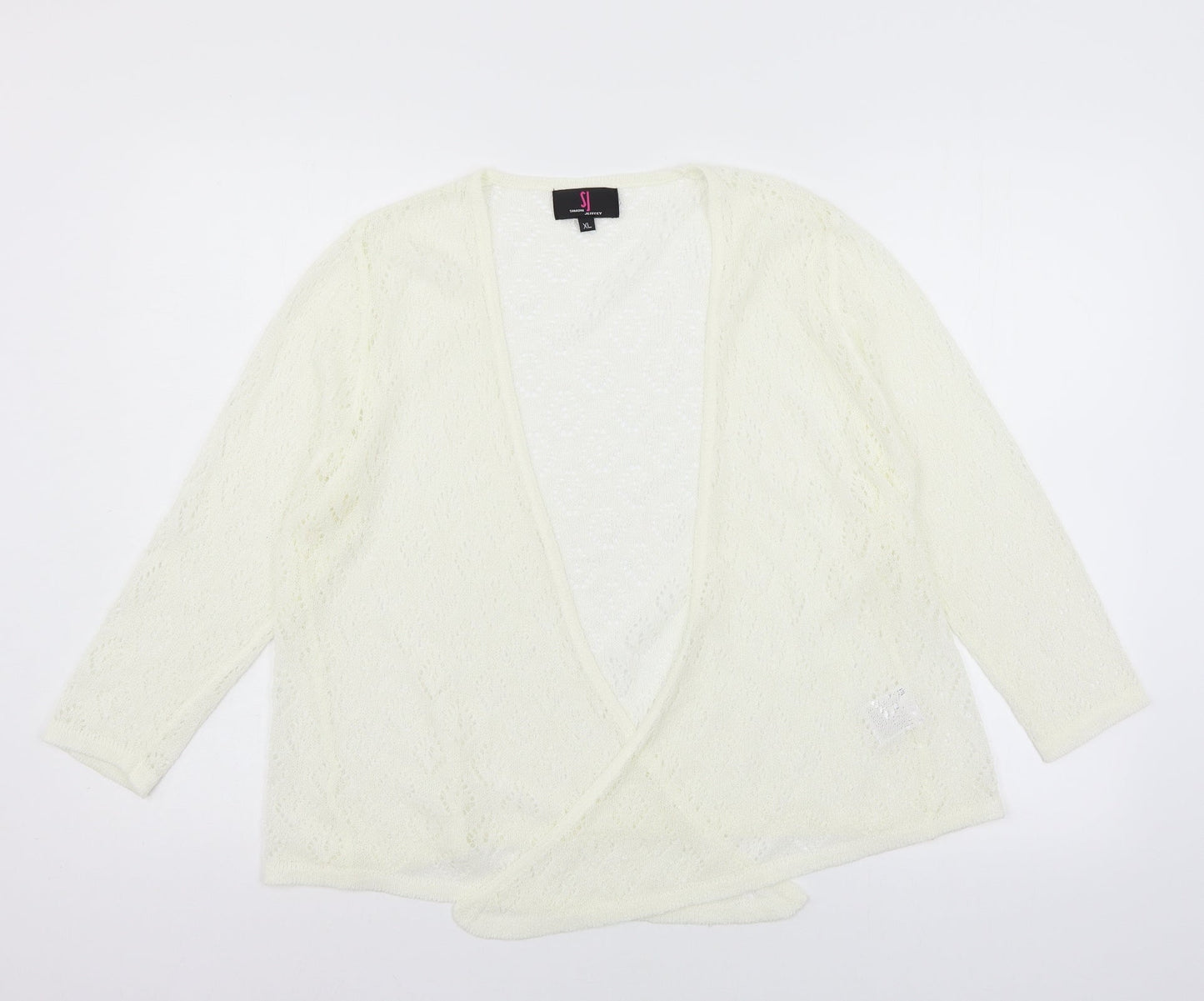 Simon Jefferey Womens White  Knit Cardigan Jumper Size XL