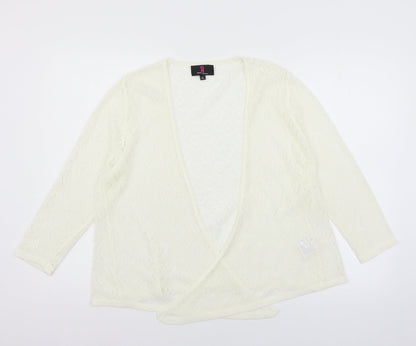Simon Jefferey Womens White  Knit Cardigan Jumper Size XL