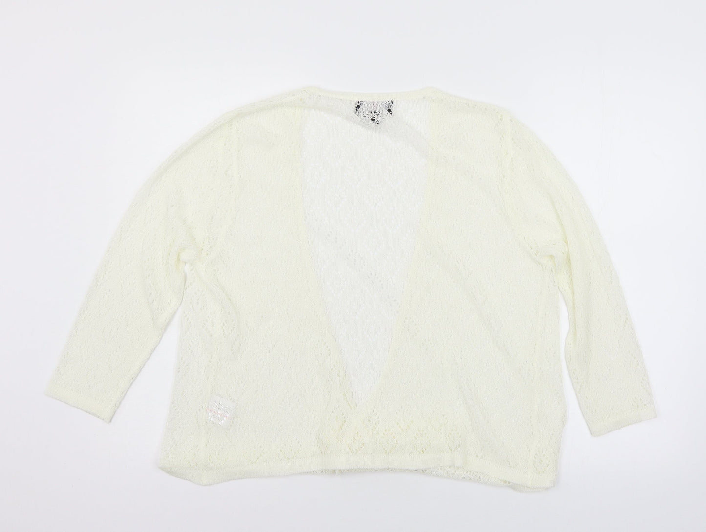 Simon Jefferey Womens White  Knit Cardigan Jumper Size XL