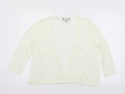 Simon Jefferey Womens White  Knit Cardigan Jumper Size XL