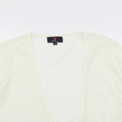 Simon Jefferey Womens White  Knit Cardigan Jumper Size XL