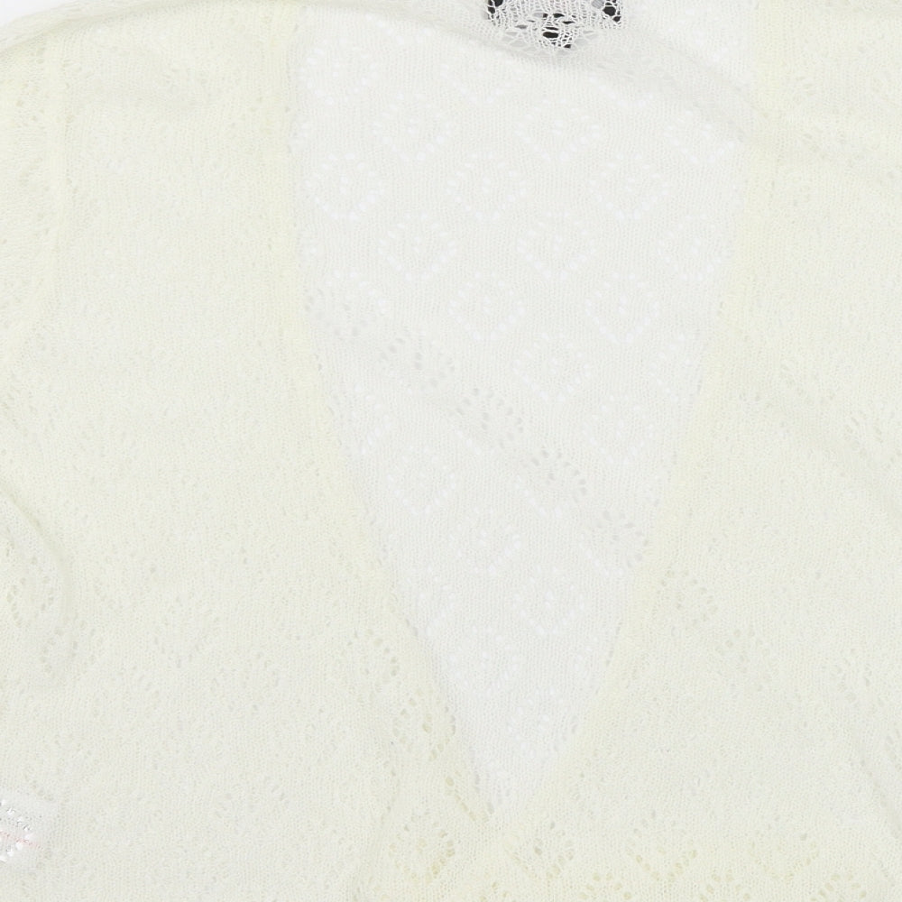 Simon Jefferey Womens White  Knit Cardigan Jumper Size XL