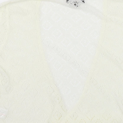 Simon Jefferey Womens White  Knit Cardigan Jumper Size XL