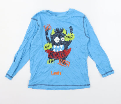 Preworn Boys Blue Geometric Jersey Basic T-Shirt Size 6-7 Years  - Monster Lewis