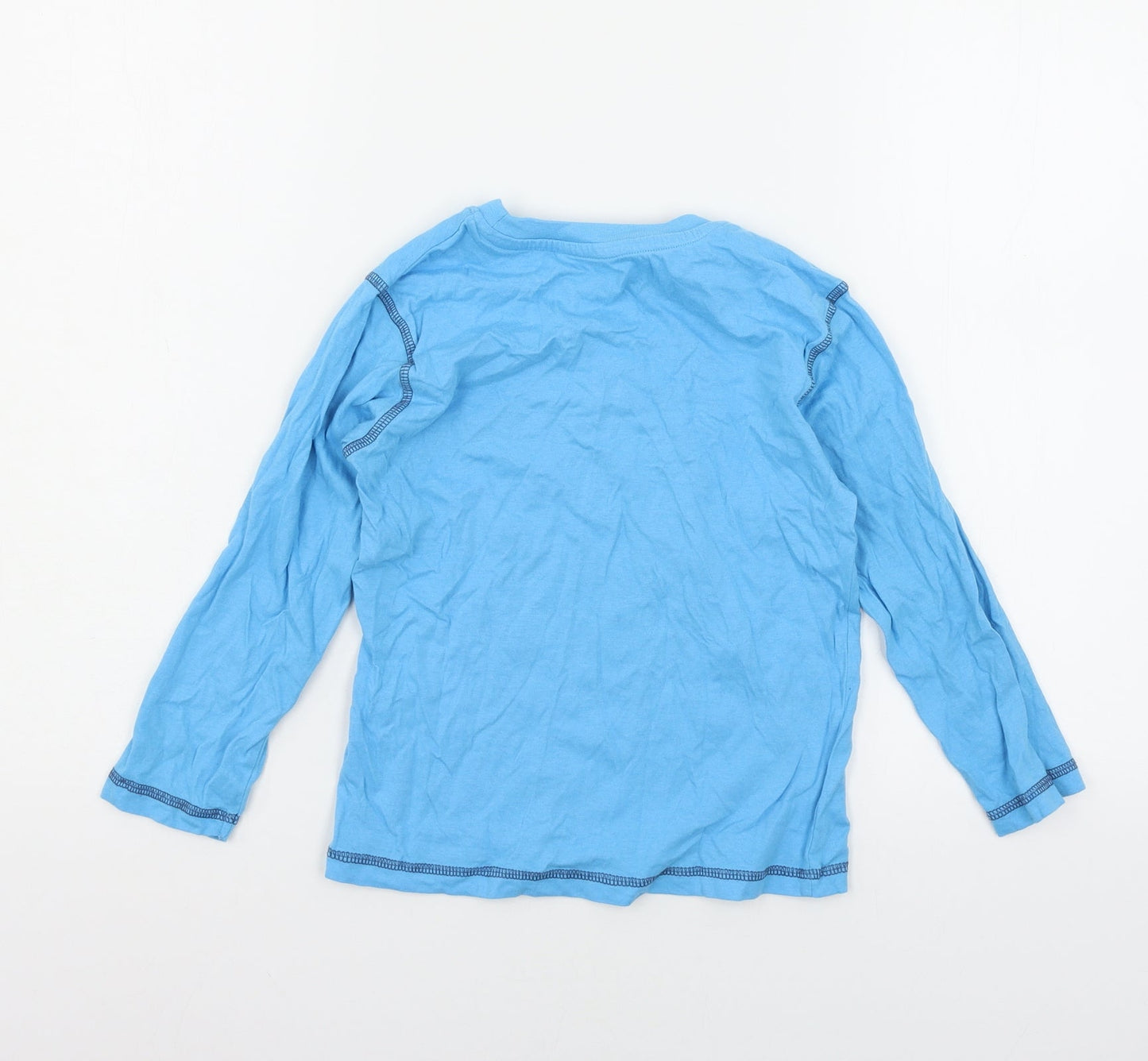 Preworn Boys Blue Geometric Jersey Basic T-Shirt Size 6-7 Years  - Monster Lewis