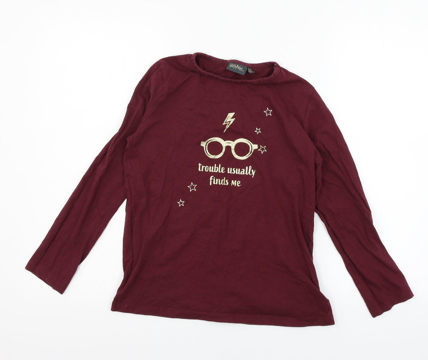 Harry Potterq Girls Red Geometric Jersey Top Pyjama Top Size 10-11 Years  - Trouble usually finds me