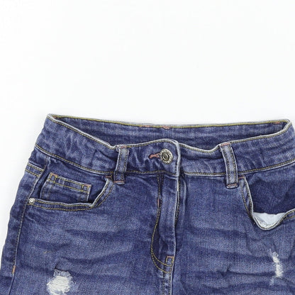 Candy Couture Girls Blue  Denim Cut-Off Shorts Size 10 Years - Distressed