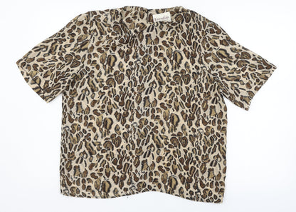 Bonmarché Womens Brown Animal Print  Basic Button-Up Size 14