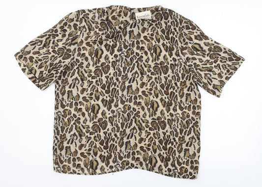 Bonmarché Womens Brown Animal Print  Basic Button-Up Size 14