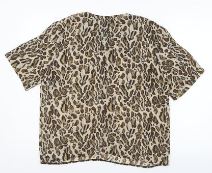 Bonmarché Womens Brown Animal Print  Basic Button-Up Size 14