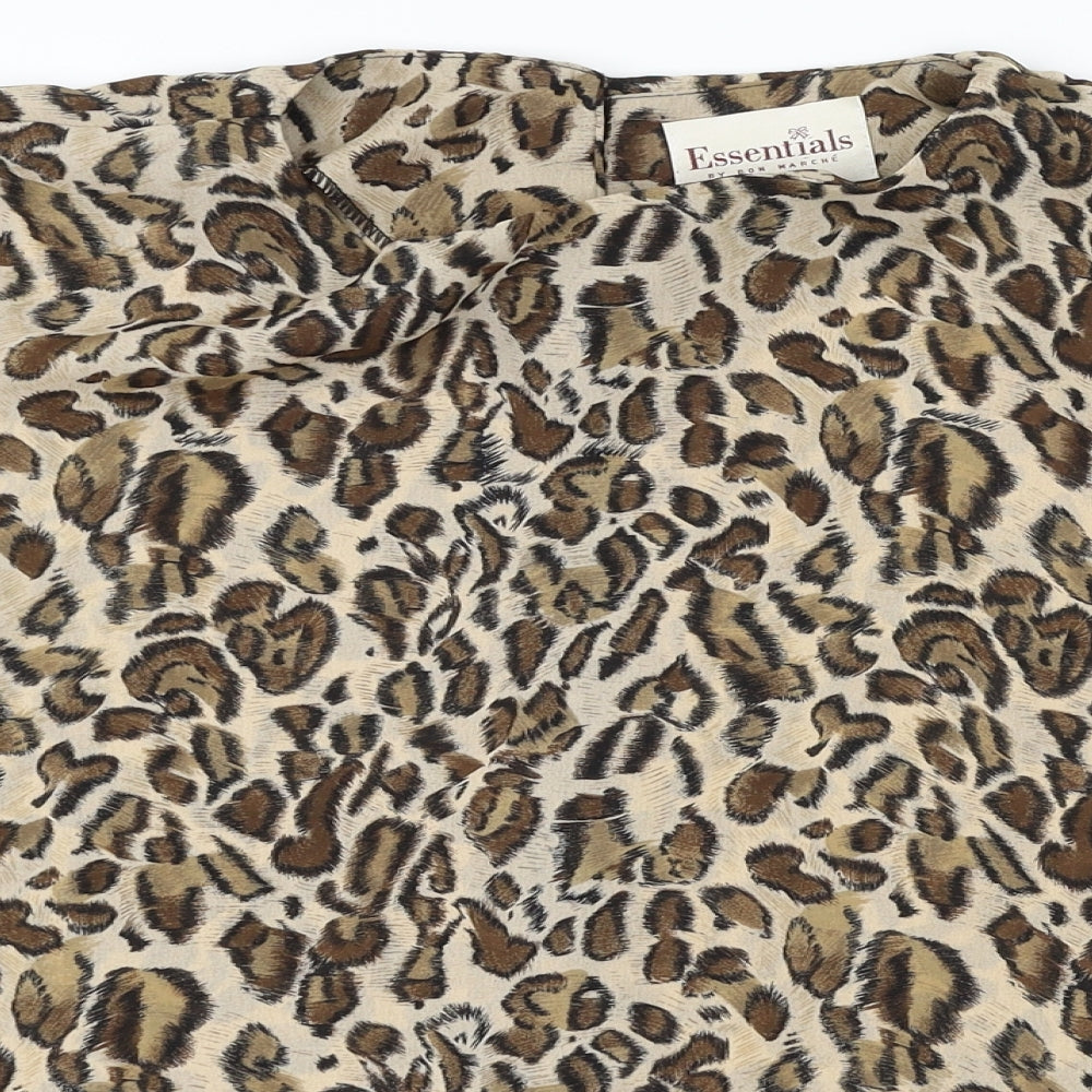 Bonmarché Womens Brown Animal Print  Basic Button-Up Size 14
