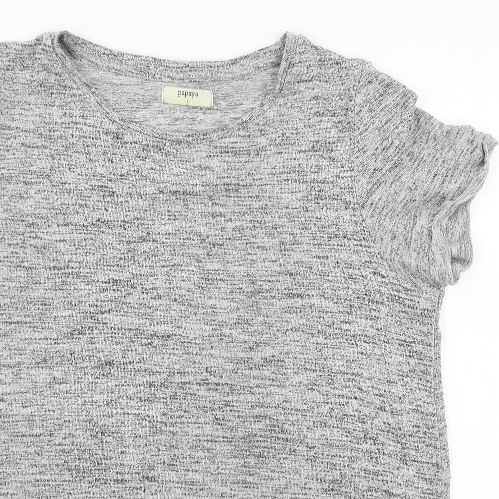Papaya Womens Grey  Jersey Basic T-Shirt Size L