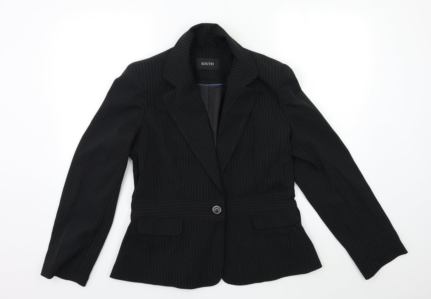 South Womens Black Striped  Jacket Blazer Size 14