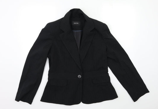 South Womens Black Striped  Jacket Blazer Size 14