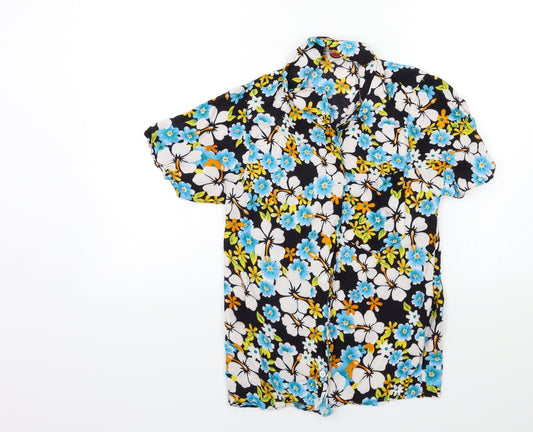 Mens UK Size S Casual Corner Blue  Button-Up Short Sleeve Casual Shirt