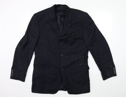 super 110's Mens Blue Check  Jacket Suit Jacket Size 40