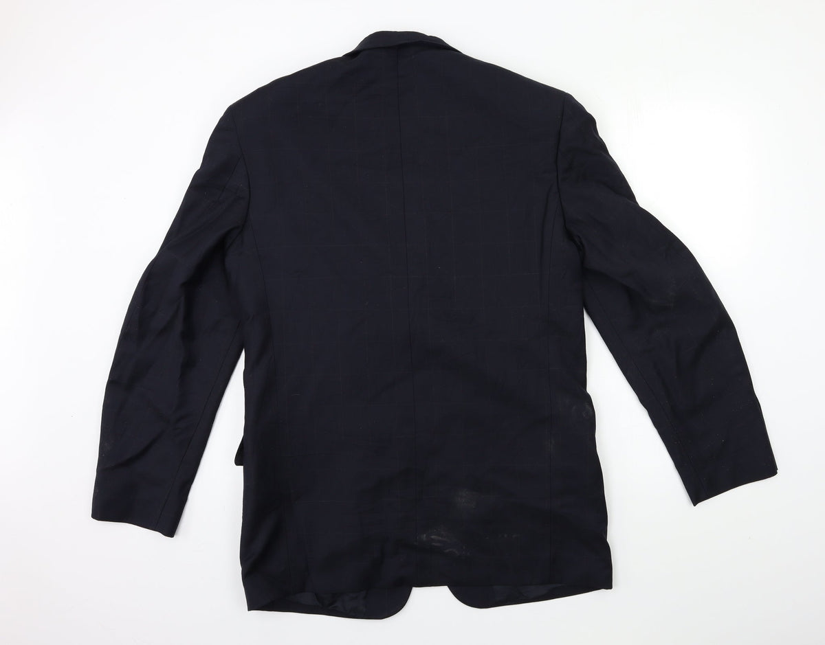 super 110's Mens Blue Check  Jacket Suit Jacket Size 40