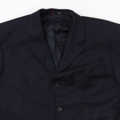 super 110's Mens Blue Check  Jacket Suit Jacket Size 40