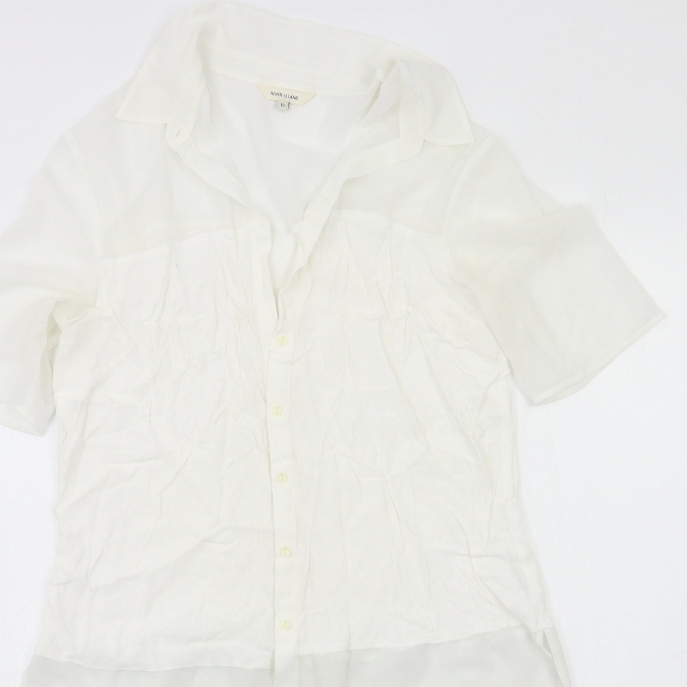 Womens UK Size 12 River Island White Basic Blouse