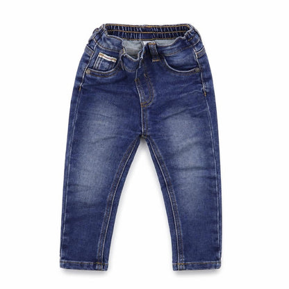 Front view of George Baby Blue Denim Snow Pants Jeans, size 12, Months