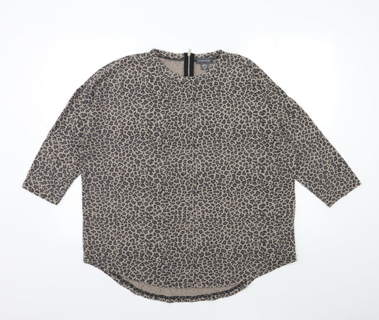 Primark Womens Grey Animal Print Knit Pullover Jumper Size 12