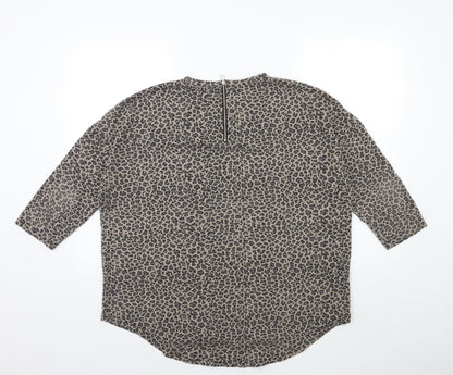 Primark Womens Grey Animal Print Knit Pullover Jumper Size 12