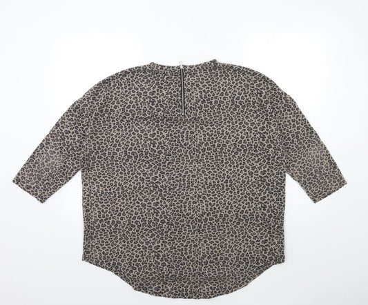 Primark Womens Grey Animal Print Knit Pullover Jumper Size 12