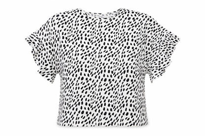 STYLE TEX Womens White Animal Print  Basic T-Shirt Size 12