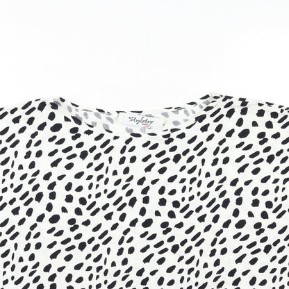 STYLE TEX Womens White Animal Print  Basic T-Shirt Size 12