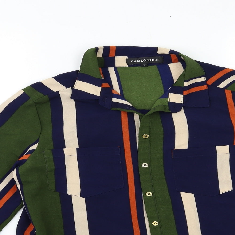 Cameo rose Womens Grey Striped  Basic Button-Up Size 8