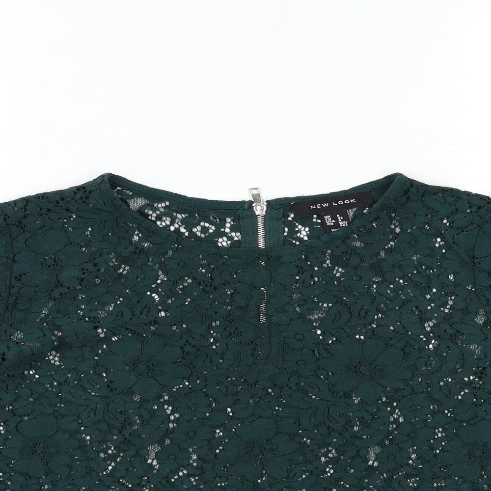 Womens UK Size 8 New Look Green Basic T-Shirt
