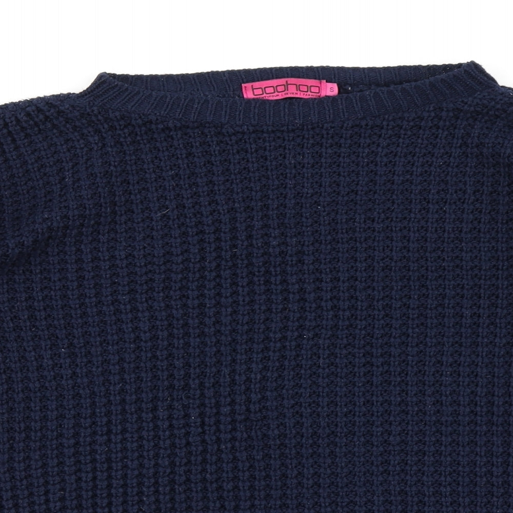 Boohoo Womens Blue  Knit Pullover Jumper Size S