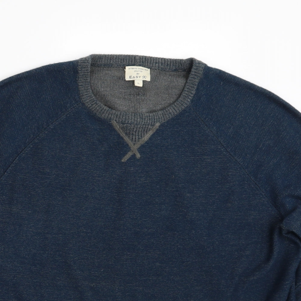 Easy Mens Blue   Pullover Jumper Size L