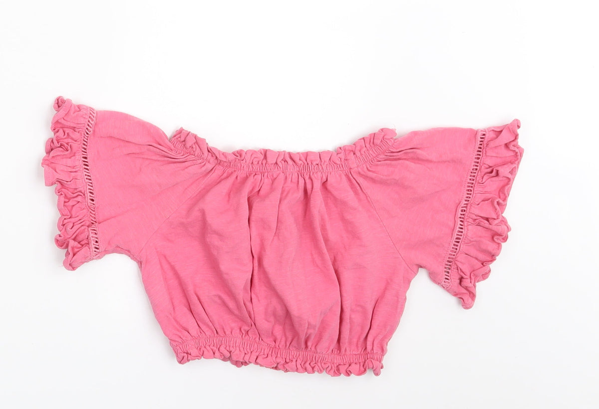 Back view of Select girls’ pink basic blouse one size