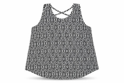 Front view of YD girls’ black argyle/diamond basic blouse, size 11-12, years