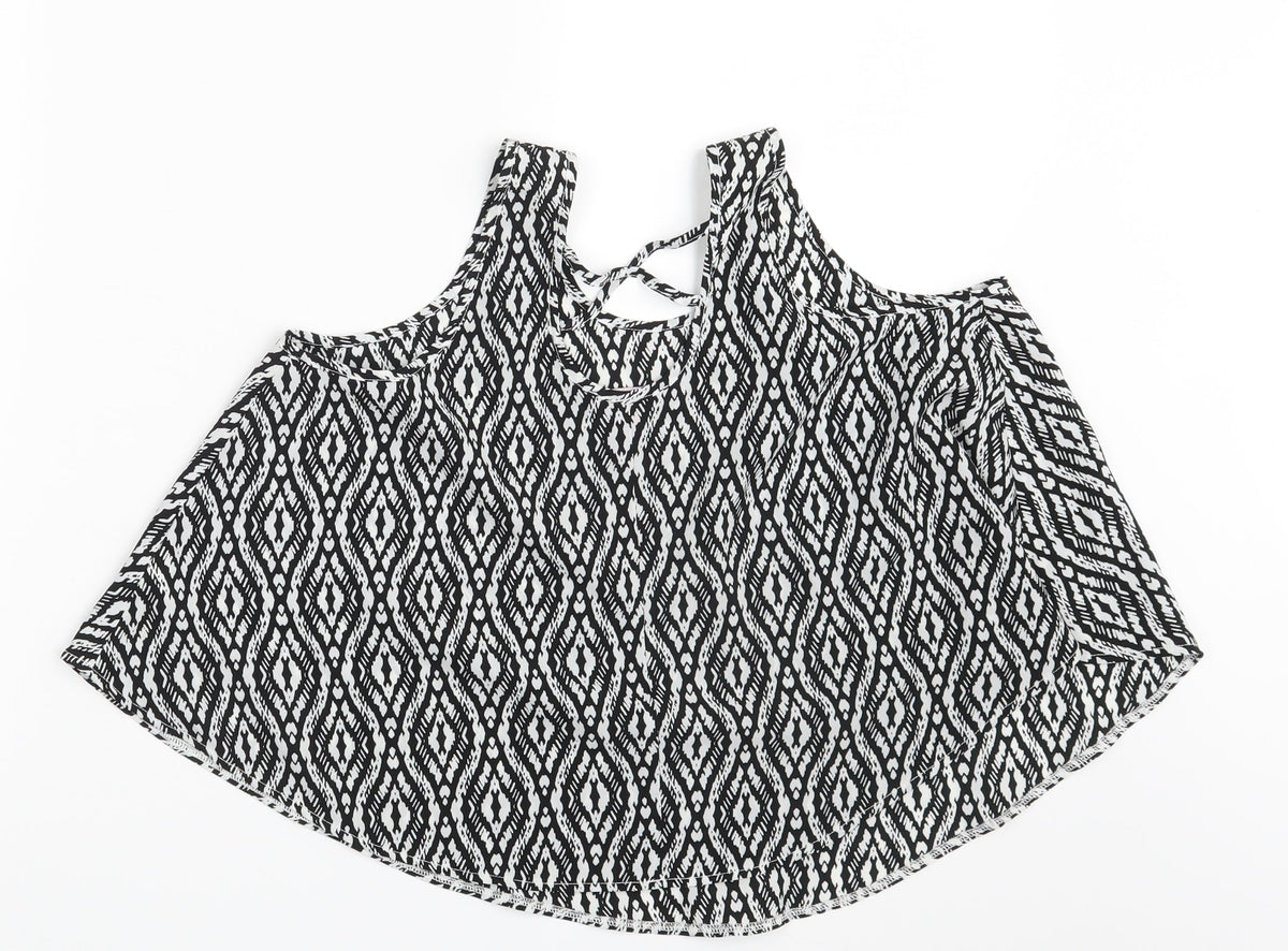 Back view of YD girls’ black argyle/diamond basic blouse, size 11-12, years