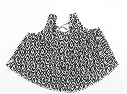 Back view of YD girls’ black argyle/diamond basic blouse, size 11-12, years