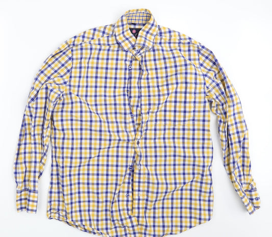 Thomas & CO. Mens Multicoloured Check   Button-Up Size 15.5