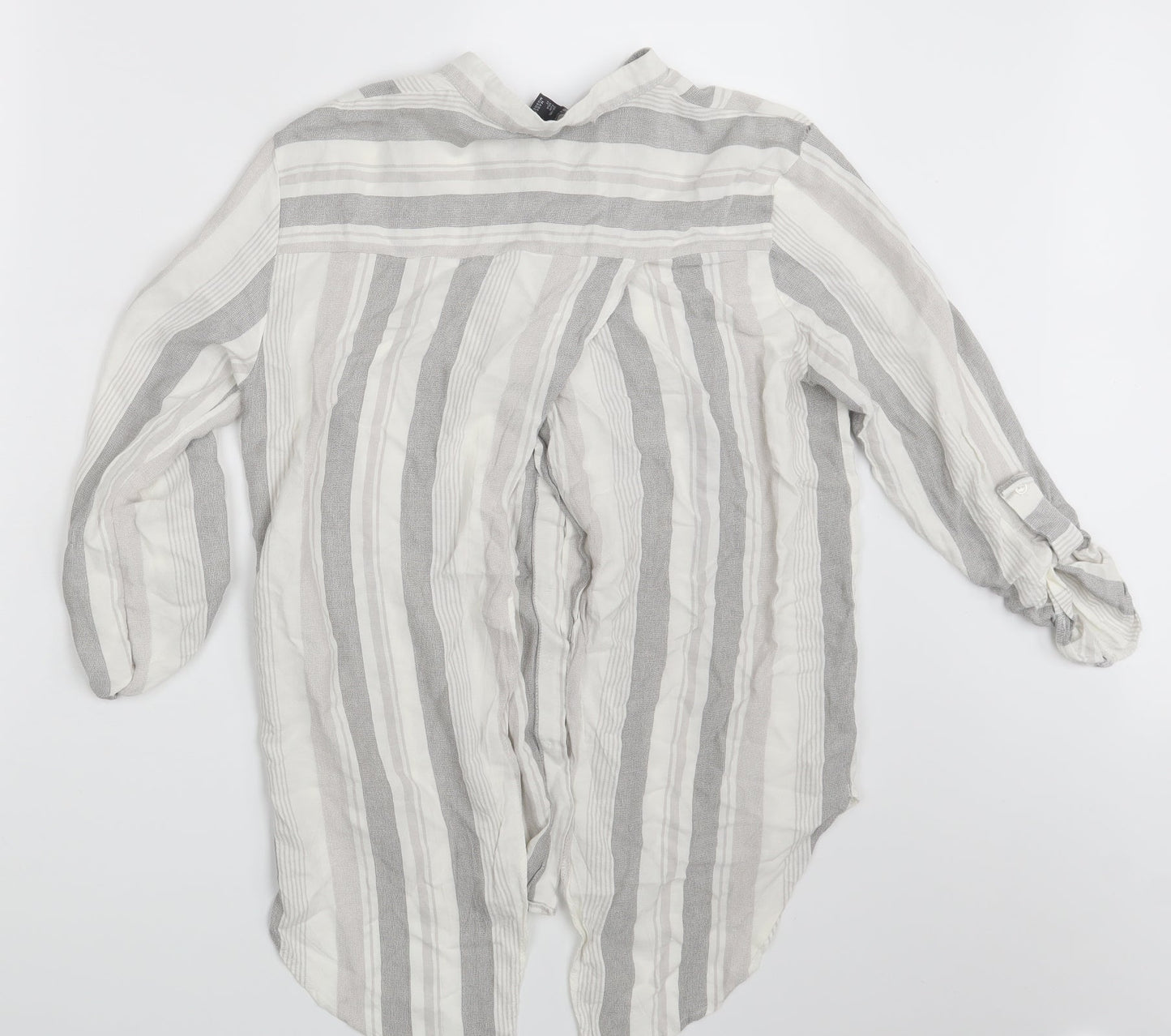 Primark Womens Grey Striped  Basic Button-Up Size 12  - Split back