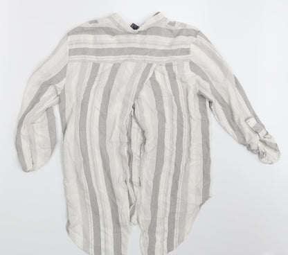Primark Womens Grey Striped  Basic Button-Up Size 12  - Split back