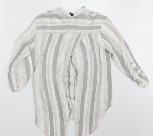 Primark Womens Grey Striped  Basic Button-Up Size 12  - Split back