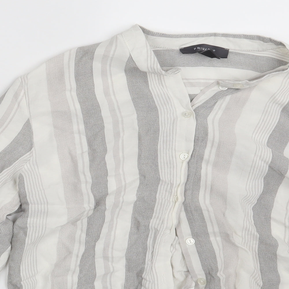 Primark Womens Grey Striped  Basic Button-Up Size 12  - Split back